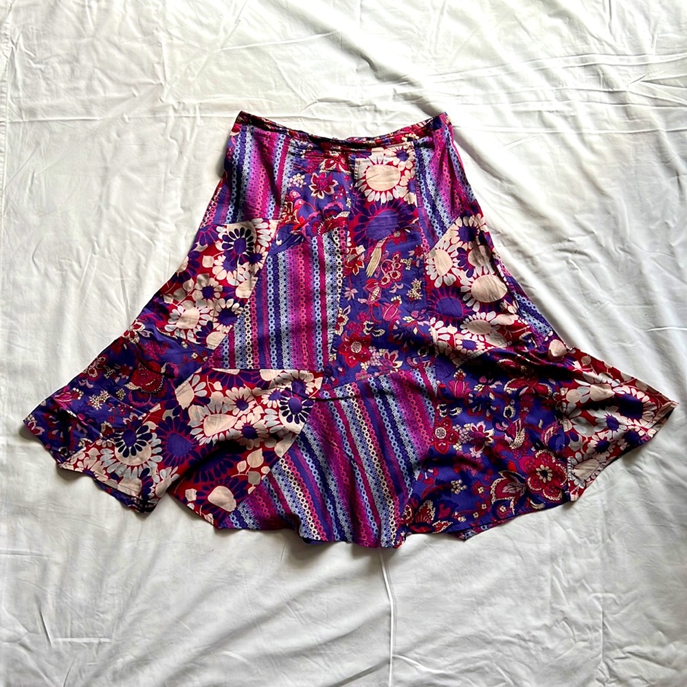 French Connection Purple Floral Midi Skirt